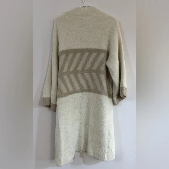 Anthropologie Sweater Merzouga Geometric Open Front Cardigan Ivory Kimono Boho - Picture 4 of 9